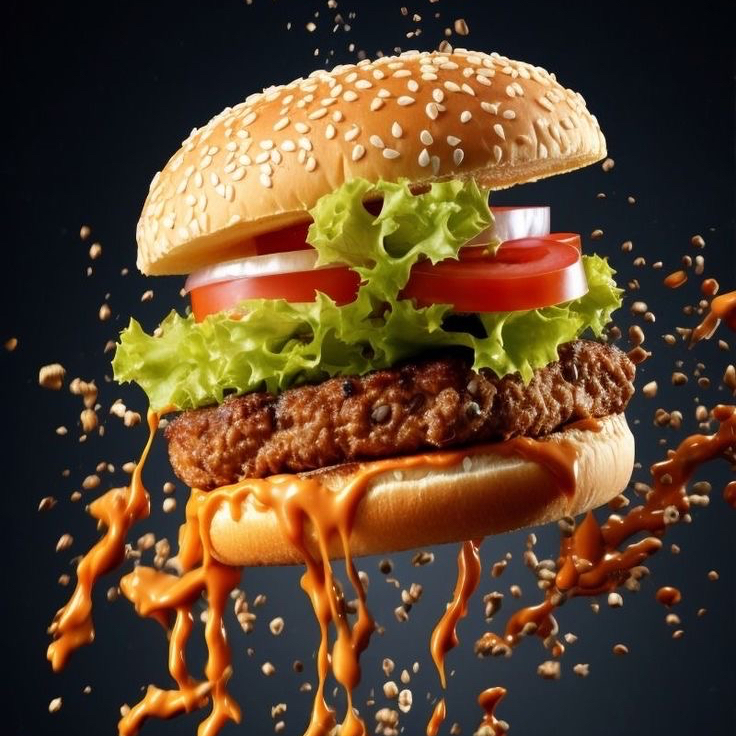 PÃO - CARNE SABOR PICANHA 120g - OVO - BACON - CALABRESA - CHEDDAR CREMOSO - TOMATE - ALFACE - KETCHUP - MAIONESE TEMPERADA - BATATA PALHA