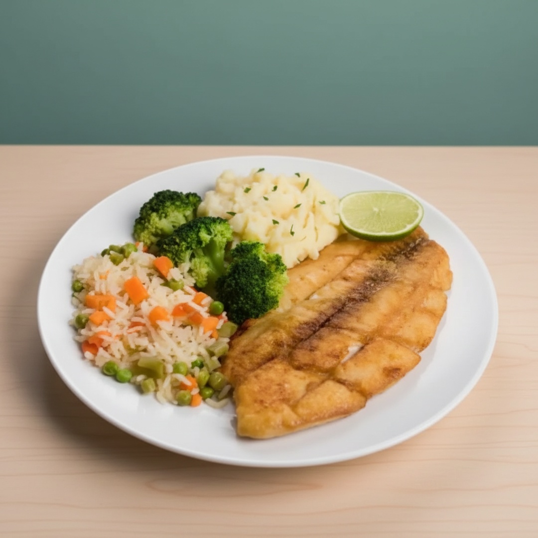 Arroz, feijao tropeiro, mandioca e vinagrete