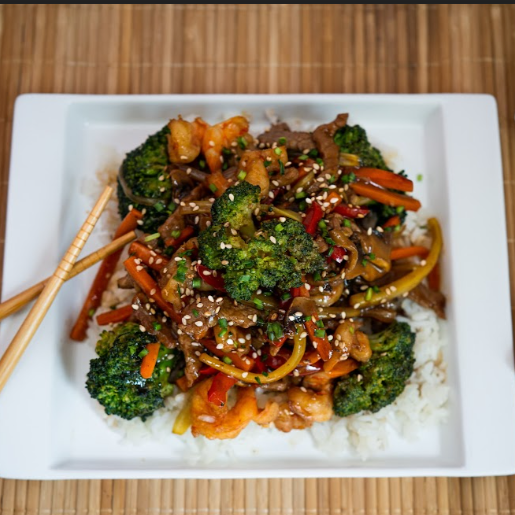 Teriyaki Mixto: Res-Camarón