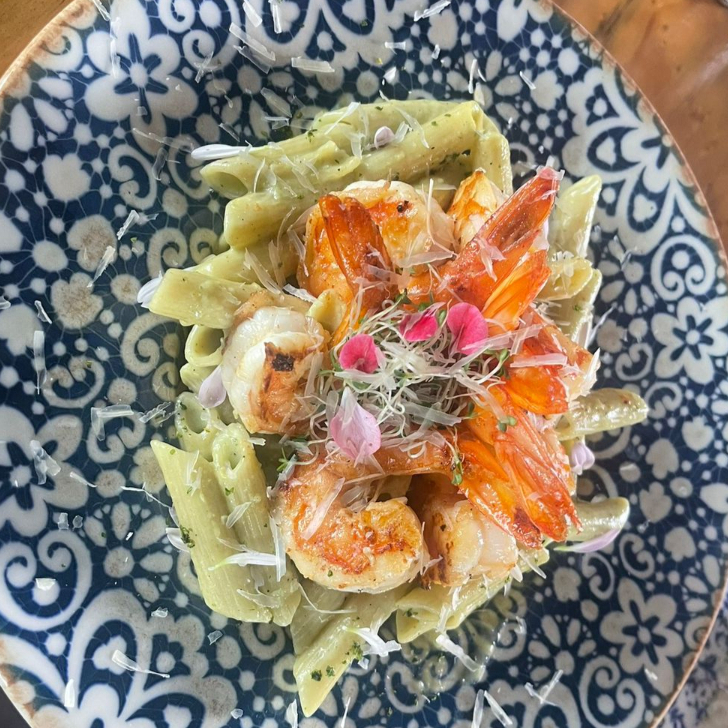 PASTA POBLANA CON CAMARONES