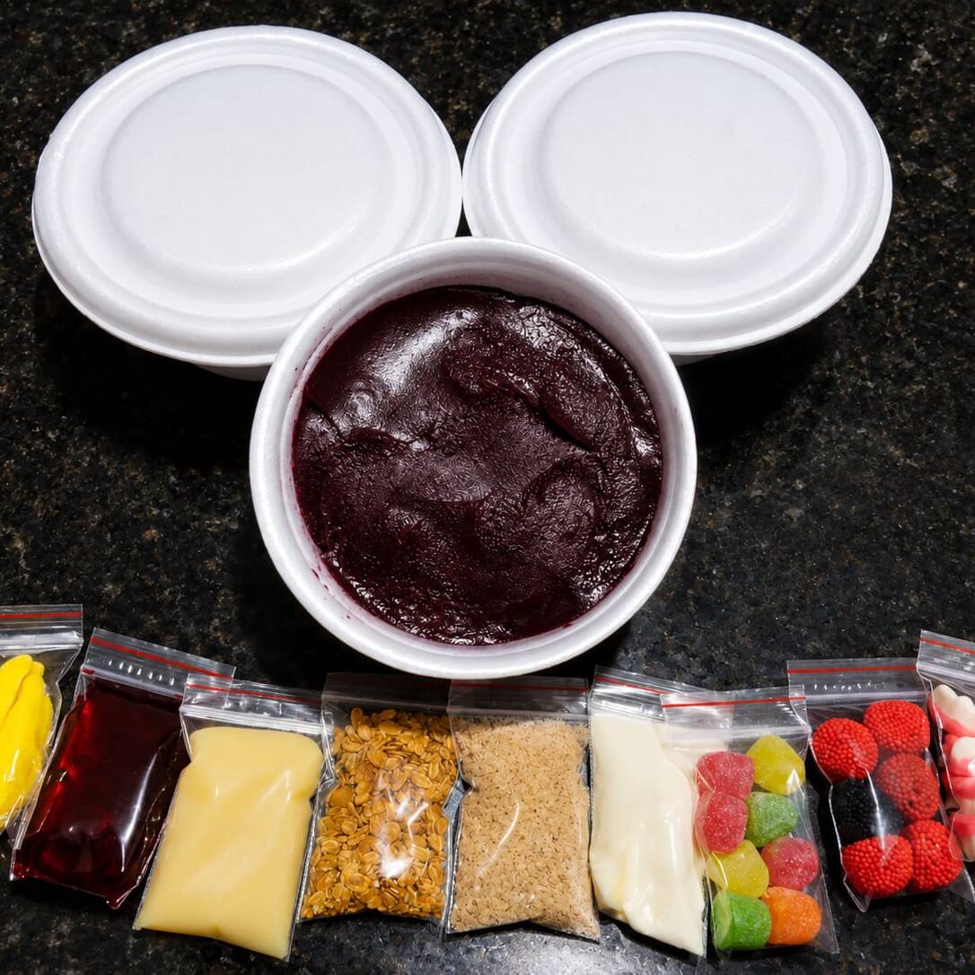 Trio delicioso com 3 açaís de 500 ml cada, perfeito para compartilhar ou se deliciar! 💜😋
Escolha 9 adicionais gratuitos para montar seus açaís do seu jeito e deixar cada um ainda mais saboroso! 🍓🍫🥜
Todos Os Acompanhamentos São Entregues Separadamente!