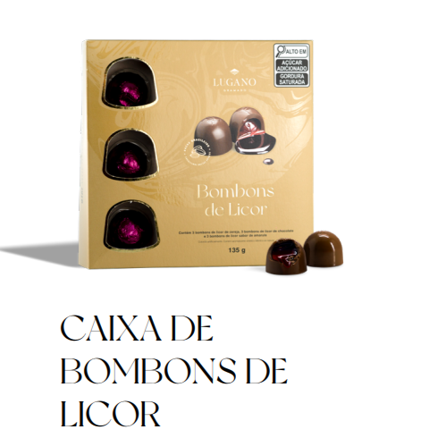 3 bombons de licor de chocolate 15g, 3 bombons de licor marula, 3 bombons de licor cereja