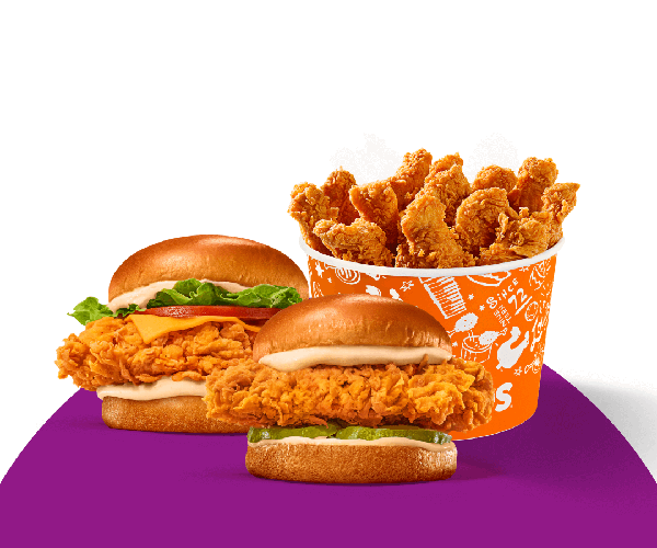 Balde 10 Tiras de Filé (100% peito de frango) + 2 sanduíches a sua escolha.
*Para garantir que o nosso produto chegue com a melhor qualidade para você, o envio é feito em caixas e não em baldes.