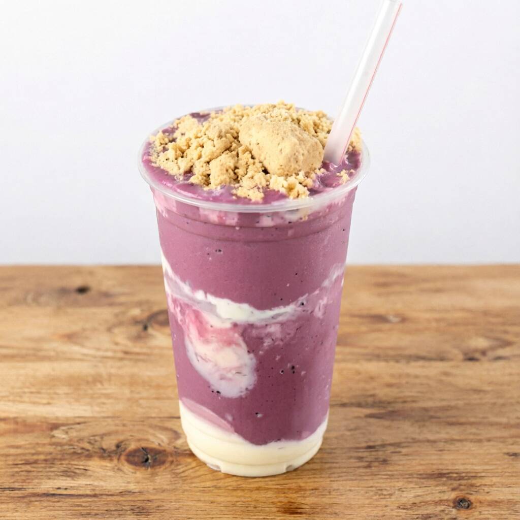 Esta 'Vitamina Du Índio', disponível em nossa categoria 'Promoção', é uma explosão de sabores autênticos e inesquecíveis. Consiste em uma base de Açaí Premium, super consistente, que carrega qualidade superior e um sabor inigualável. A camadas de Leite em pó e Leite condensado proporcionam uma cremosidade única e um dulçor perfeitamente equilibrado, elevando a experiência gustativa. Finalizando com um toque especial, a paçoca acrescenta uma textura crocante e um sabor que remete à tradição brasileira. Uma verdadeira celebração de sabores em um só prato!