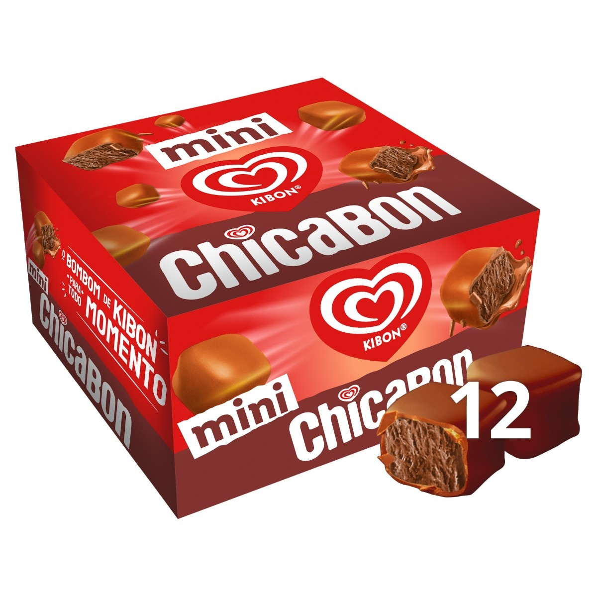 Bombom de Chicabon para você compartilhar. Combinação perfeita da casquinha de chocolate com o sorvete sabor Chicabon: geladinho, cremoso e irresistível. Mini Chicabon é mais um bombom de Kibon para todo momento!