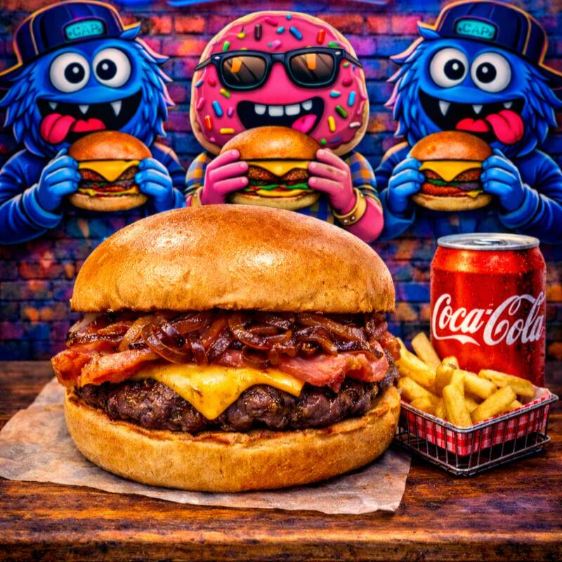 Pão brioche especial, maionese da casa, 1 hamburguer 120g grelhado na churrasqueira, bacon grelhado na churrasqueira, cebola caramelizada, queijo cheddar.