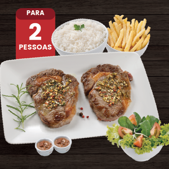 Para 2 Pessoas: 2 Ancho Com Chimichurri, Arroz, Feijão, Fritas e Salada Mista