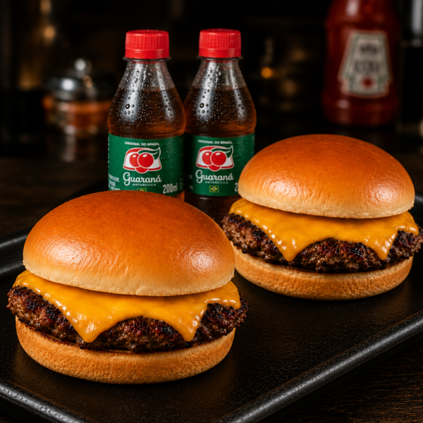 Hambúrguer Bovino Smash 100g No Pão Brioche, Cheddar Derretido e Maionese da Casa. Acompanha 2x Pepsi 200ml. Combo Ideal Para Dividir, Matar A Fome e Aproveitar Sem Erro.