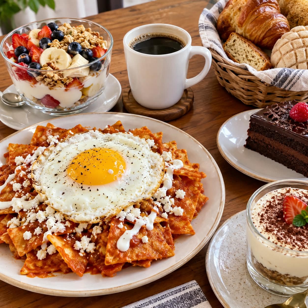Chilaquiles con huevo estrellado