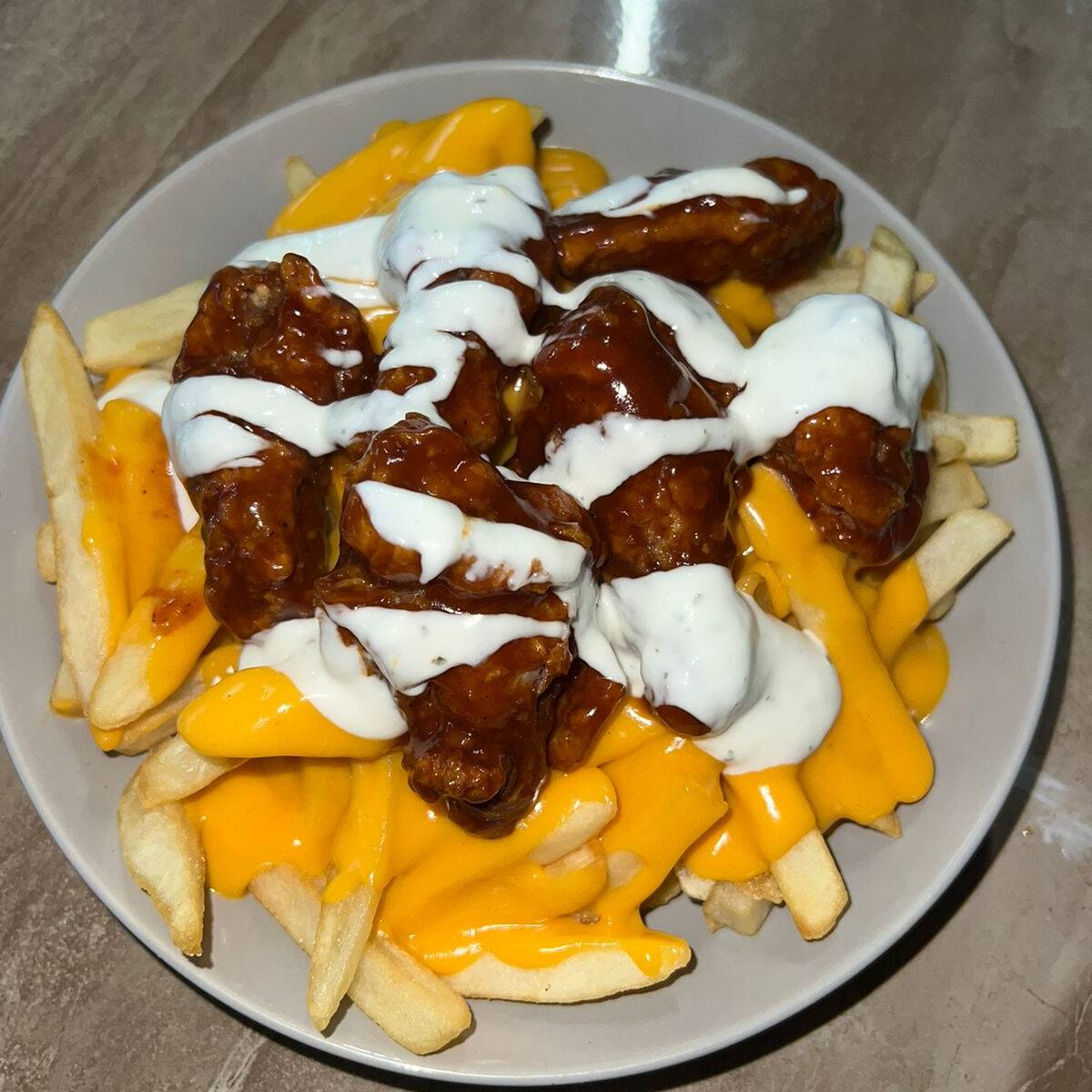 Papas con Boneless BBQ