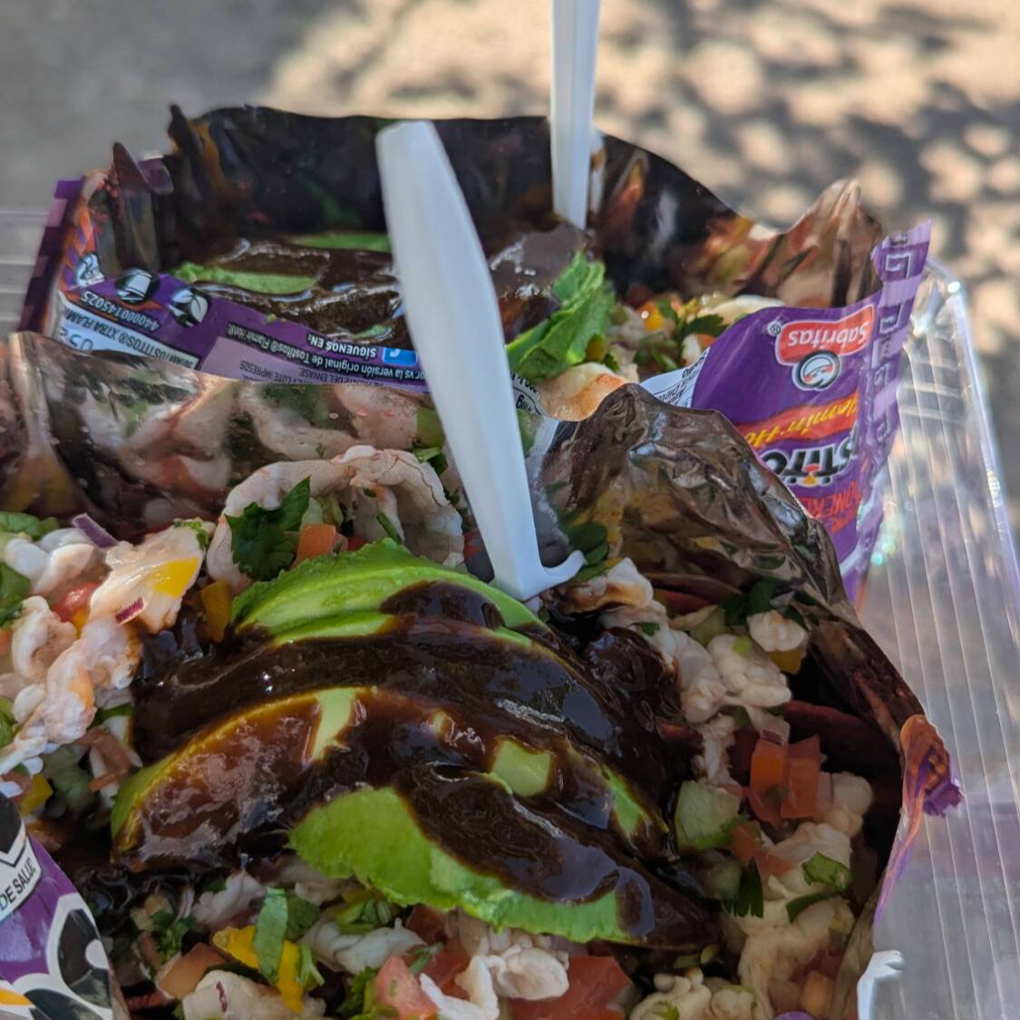 Tostitos con Ceviche de Camarón