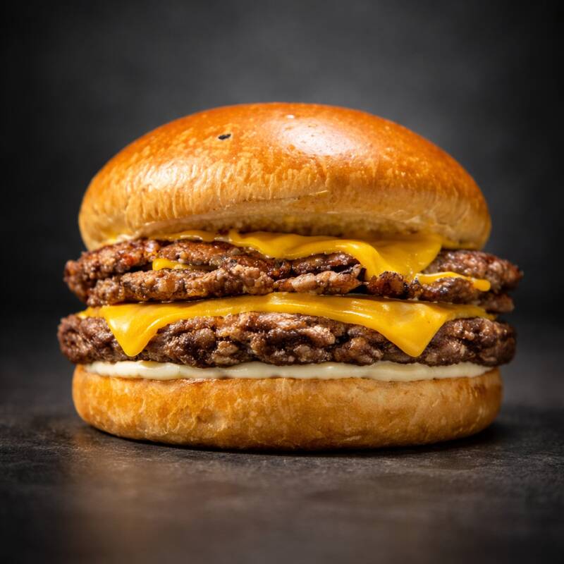 Pão brioche seladinho, 2 hambúrgueres artesanais de 80g no estilo smash — com aquela crostinha dourada e suculência no ponto! Maionese Hellmann’s cremosa e cheddar derretidinho.
