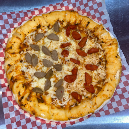 PIZZA PARA 2 CHORIZO - BUTIFARRA + BORDE QUESO