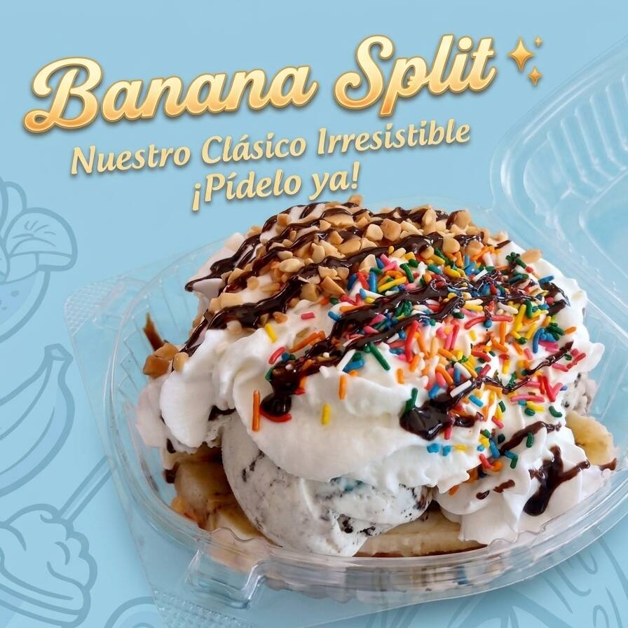 Banana Split 🍨🍒 (servida en charola de 6x6 )