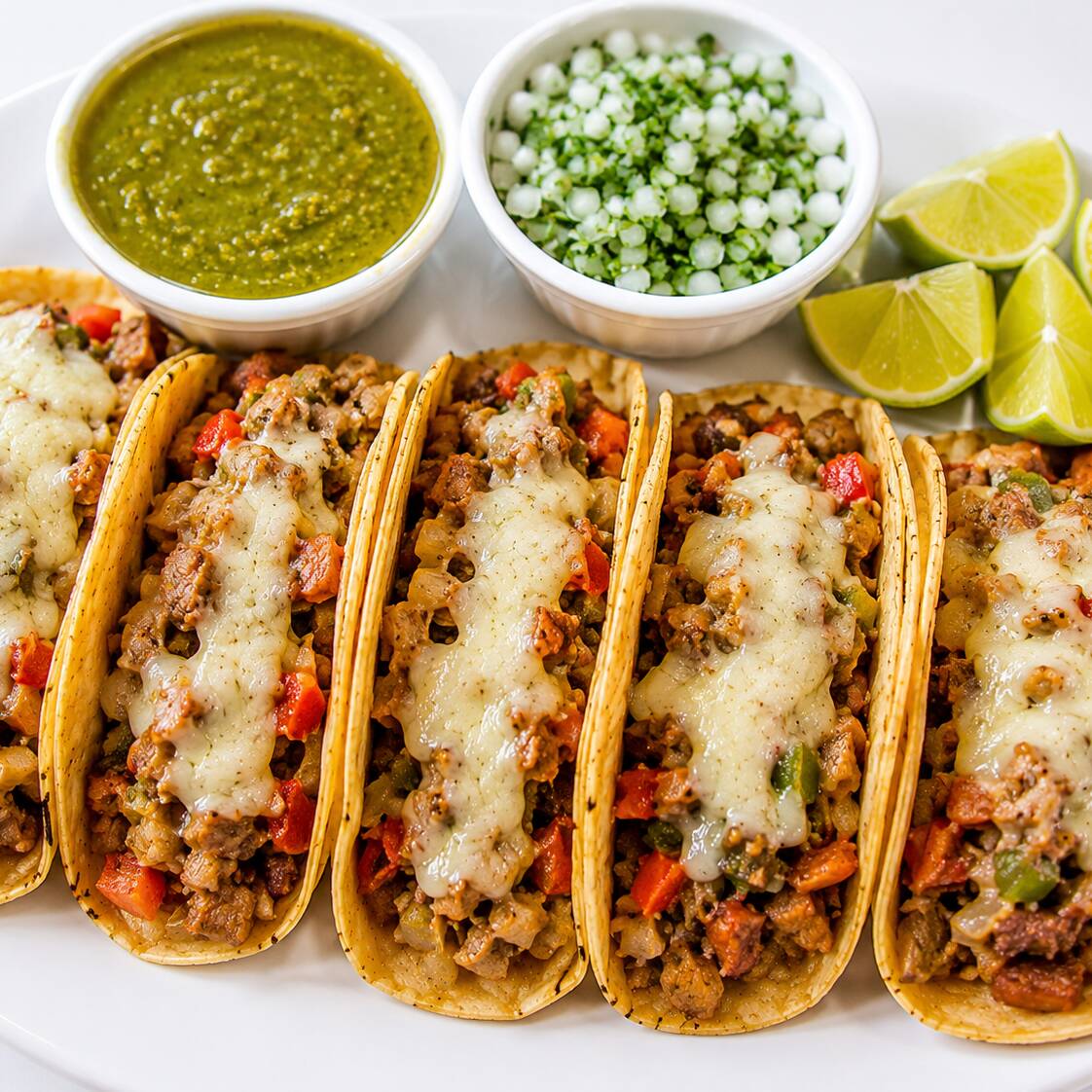 TACOS DE DISCADA CON QUESO