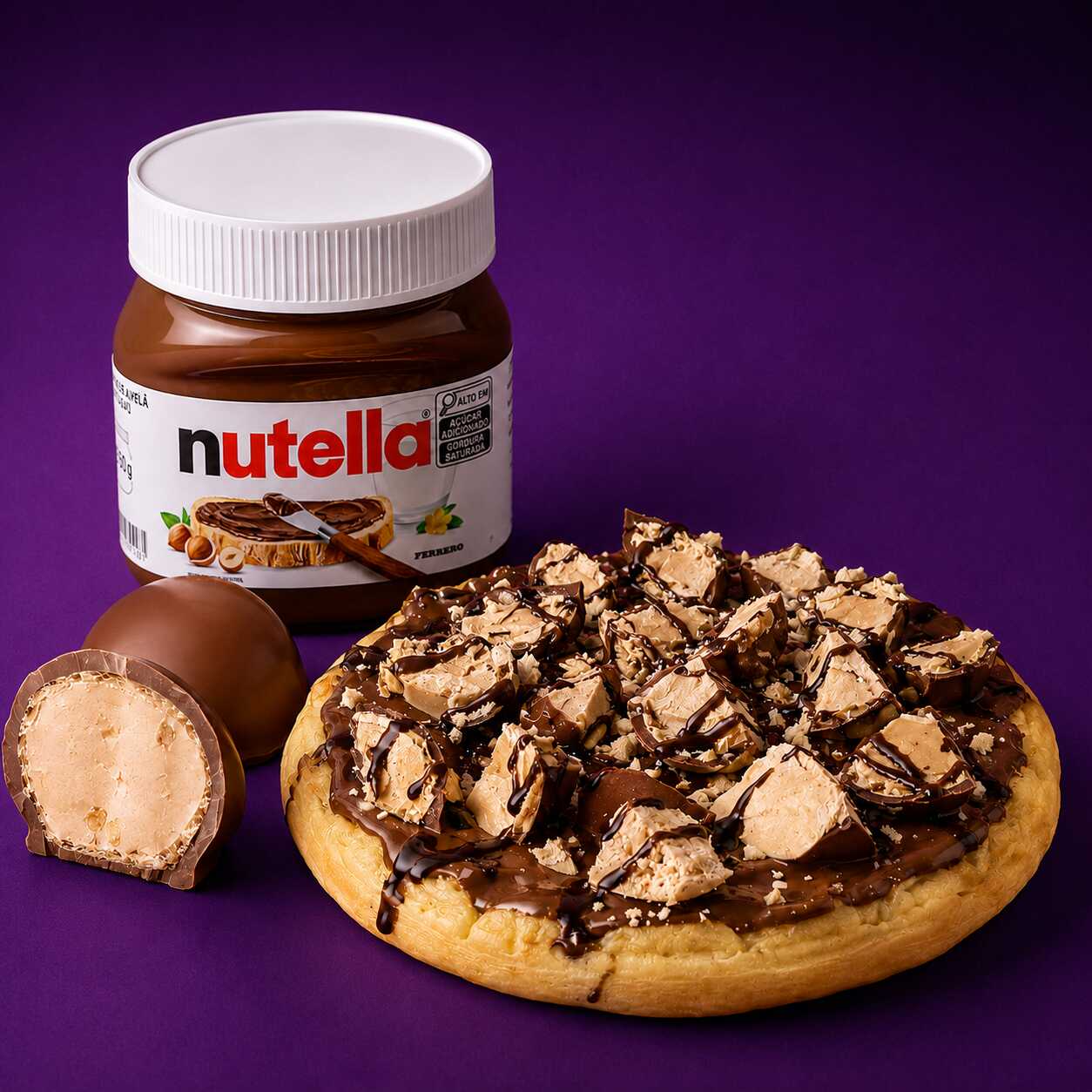 Uma combinação irresistível para os apaixonados por chocolate! Waffle preparado na hora, coberto com uma generosa camada de Nutella® e finalizado com pedaços de Sonho de Valsa, unindo a cremosidade do creme de avelã com a crocância e o sabor marcante do bombom.