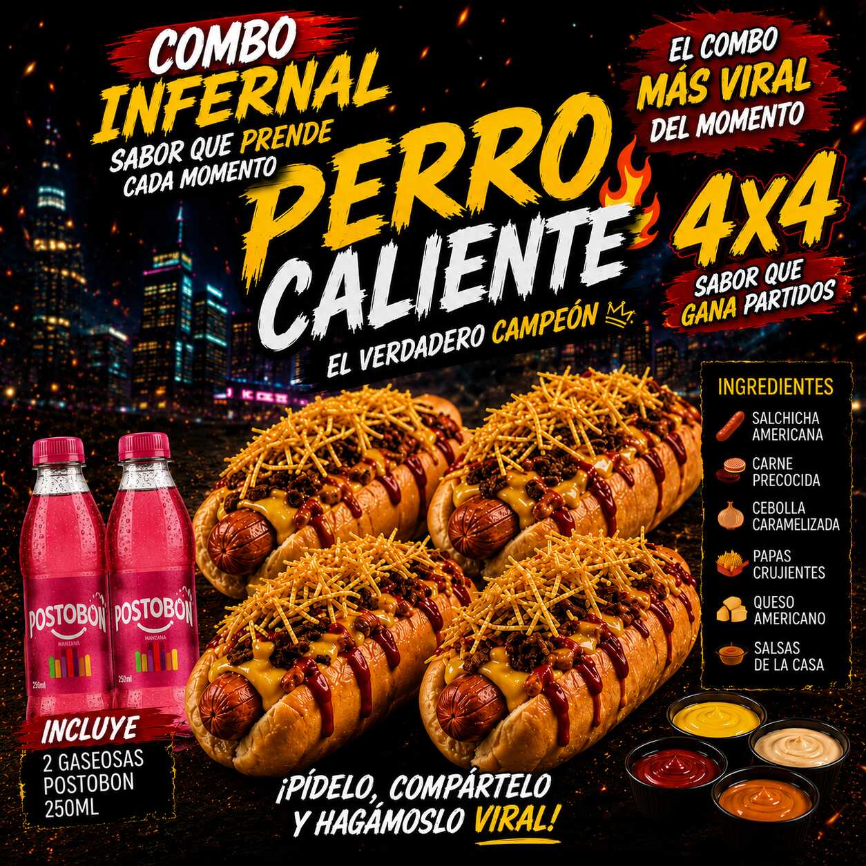 🟡🔵🔴COMBO INFERNAL4X4 PERROS CALIENTES🟡🔵🔴
