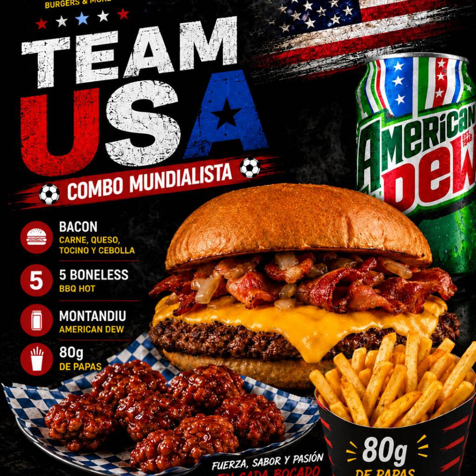 Combo Team USA Bacon +5 boneless +Mountain Dew