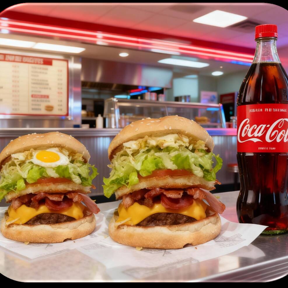 Direto da chapa pra sua mesa: 4 lanches da sua escolha : X-Tudo completo ou Duplo Cheddar Bacon cremoso, acompanhados de uma Coca-Cola 2 L. Um combo feito pra quem entende de Burger de verdade!