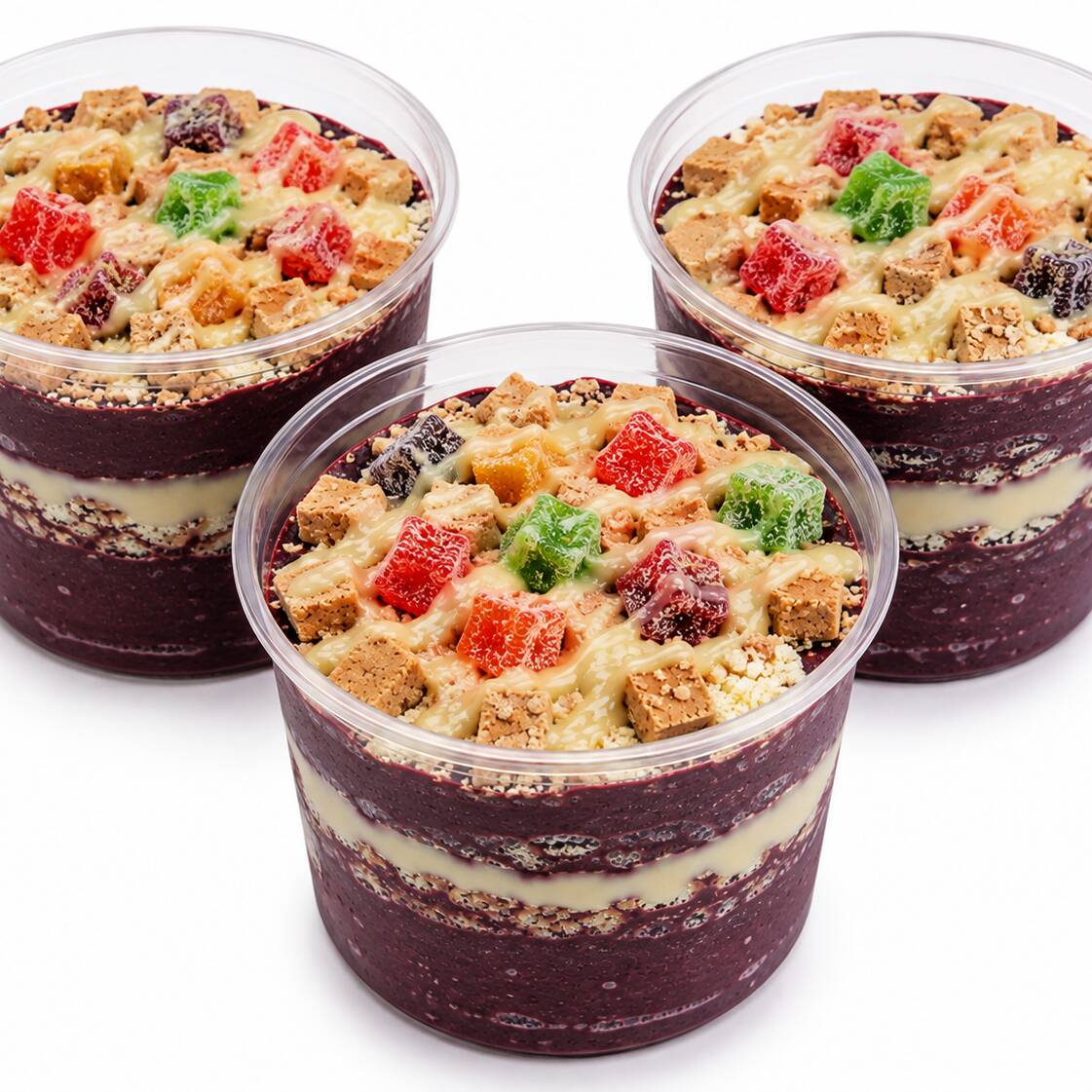 3 Açaís deliciosos cremoso no pote 700ml com direito a 6 complementos !