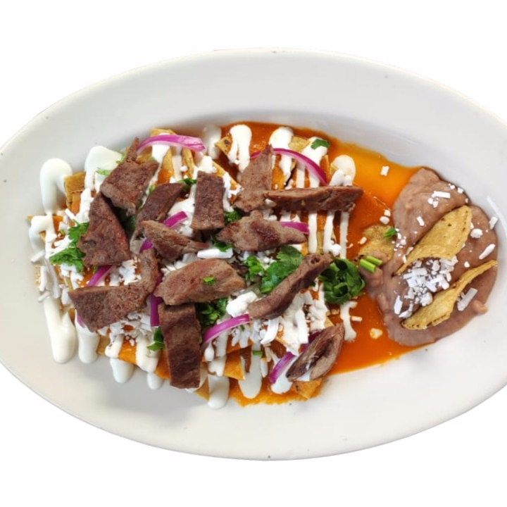 CHILAQUILES CON ARRACHERA