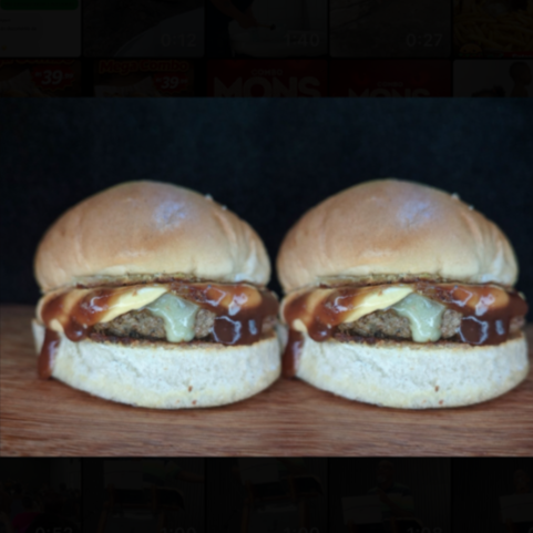 Pão Batata, Carne Smash 80g, Queijo mussarela, Creme Cheddar e Barbecue