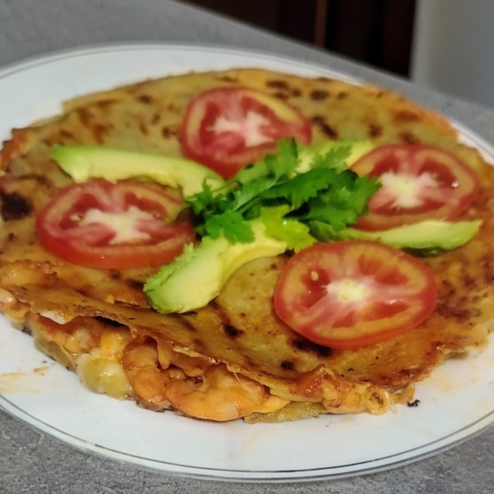 Tortilla camarón con queso
