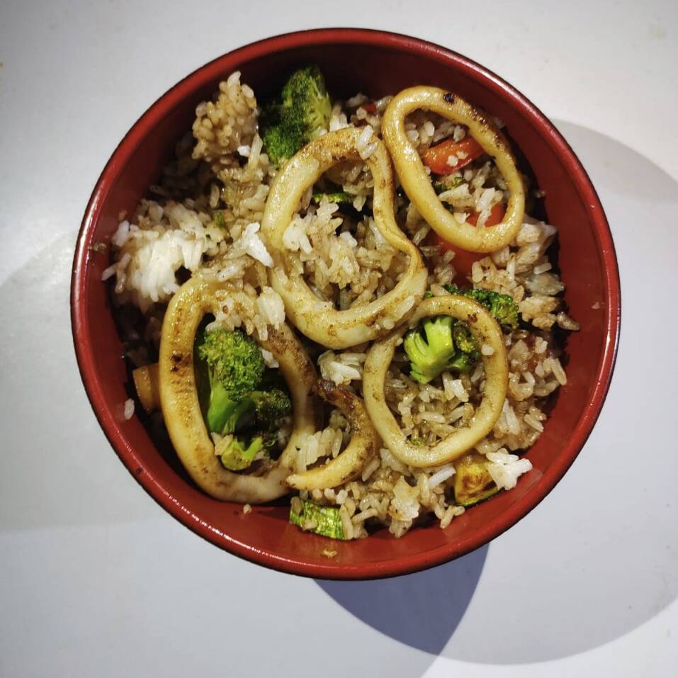 Wok de Aros de Calamar