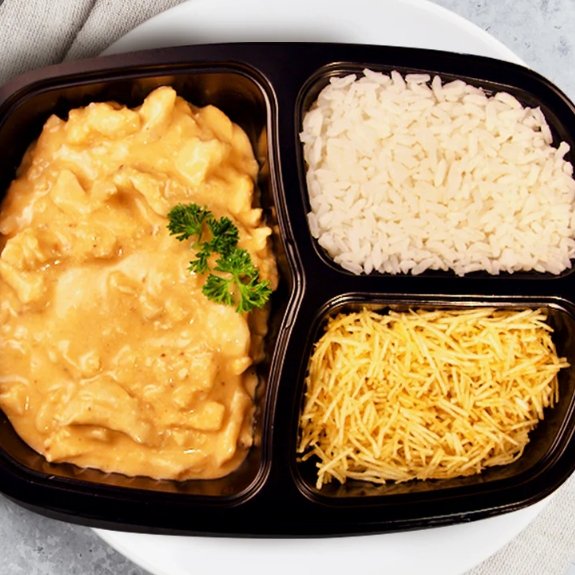 arroz strogronoff batata palha