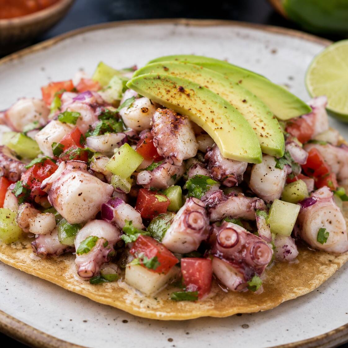 Tostada Ceviche De Pulpo