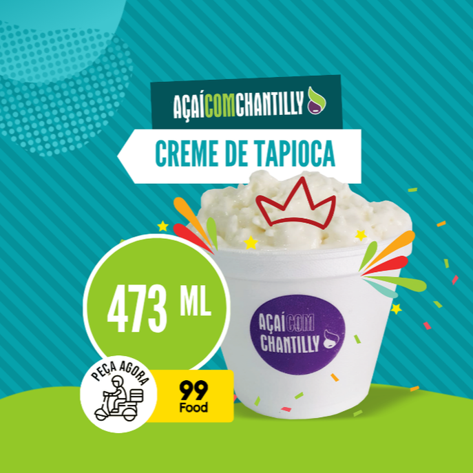 Pote com 473ml de creme de tapioca batido com farinha de tapioca, coco e leite !