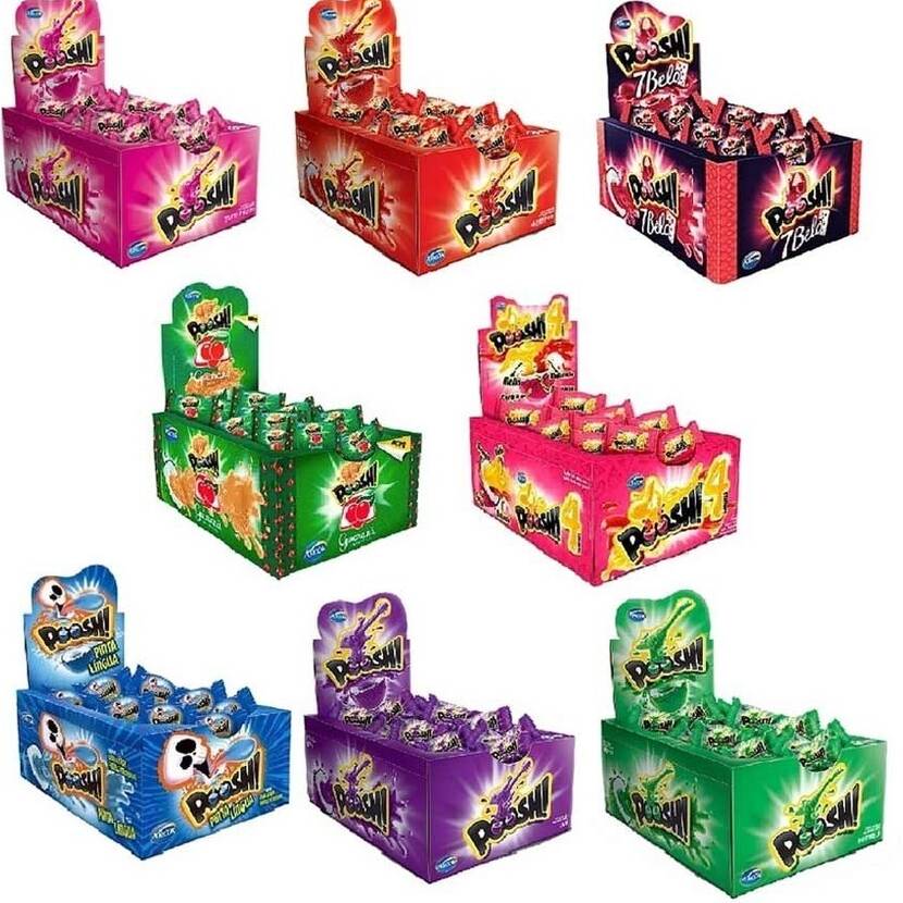 Chiclete Poosh diversos sabores.