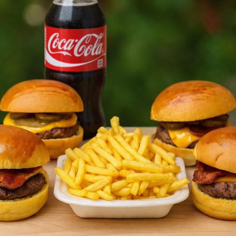 Nesse combo acompanha 4 Bbq uma batata e umacoca cola 1lt.