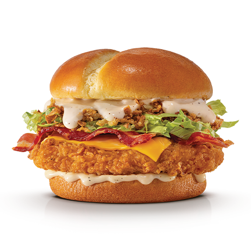 O novo McCrispy Chicken Legend tem o sabor e os ingredientes que você ama. Ele é composto por pão tipo brioche com batata, carne 100% de peito de frango, temperada e empanada, molho do CBO, cebola crispy, bacon em fatias, alface americana e queijo sabor cheddar.