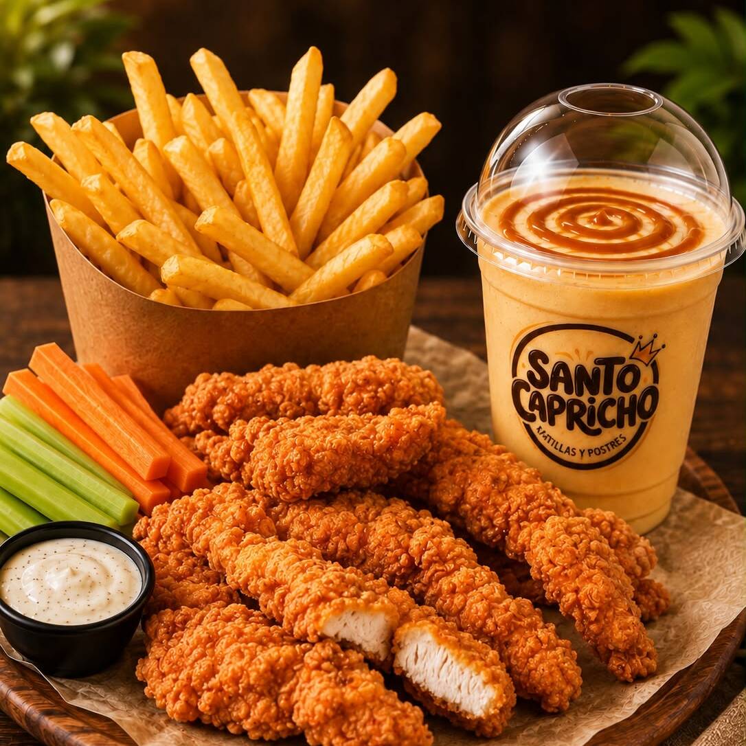 Combo Nuestro CAPRIDULCE (4Tenders +Papas +Postre)