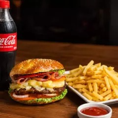 Hamburguesa Hawaiana Papas y Refresco