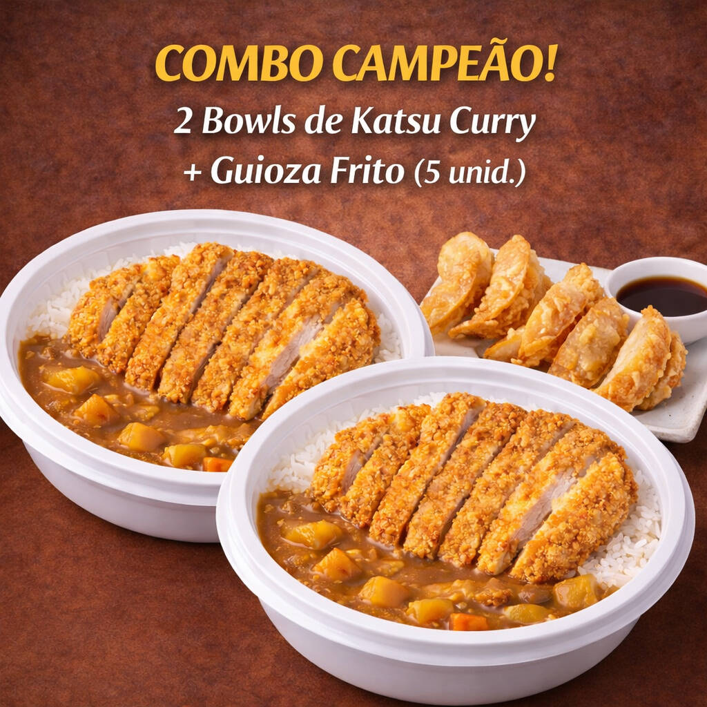 Combo com 2 karês médios (tonkatsu ou chicken) + 01 porção de guioza frito (5 un.). Por questoes de produção e logistica na cozinha o combo não permite alteração de itens. Agradecemos a compreensão.