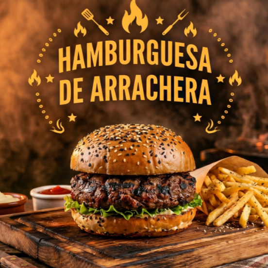 Hamburguesa de Arrachera +papas