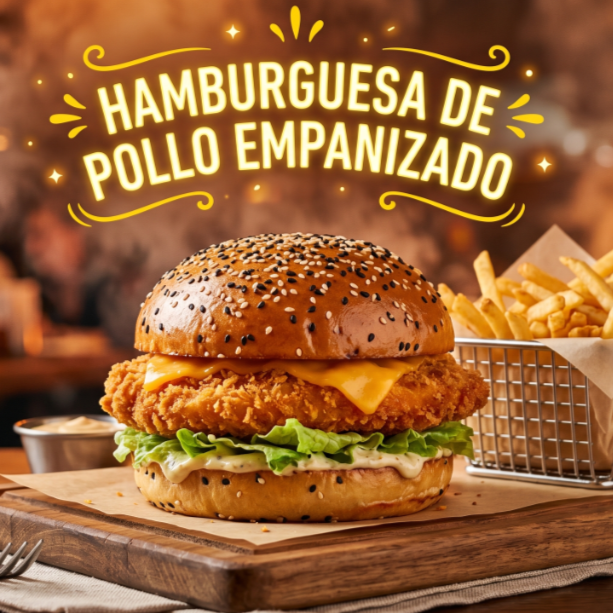 Hamburguesa De Pollo Empanizado
