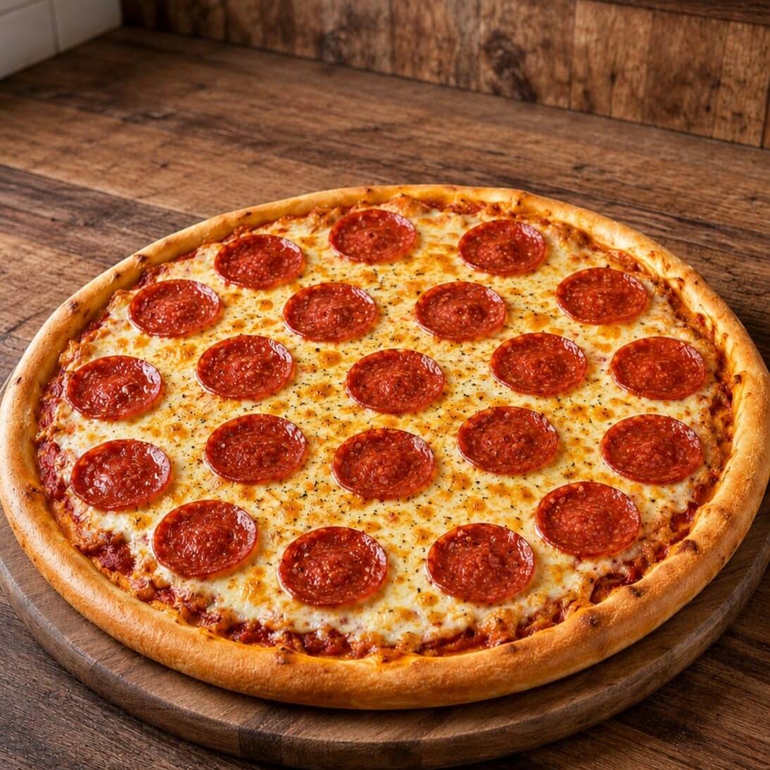 Pizza Média de Pepperoni 30cm ( 8 fatias ) preparada com molho de tomate, queijo muçarela derretido, pepperoni selecionado e orégano sobre massa artesanal assada no forno.
-----tags-----
esfiha, muhammara, comida árabe, culinária síria, artesanal, gourmet, delivery, almoço, jantar, lanche, assado, forno, especialidade da casa, ingredientes frescos, sabor oriental