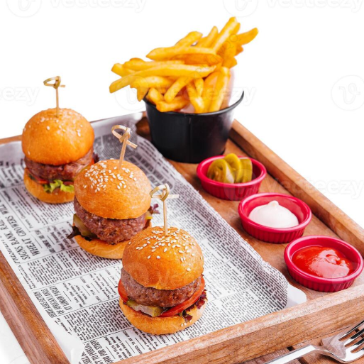 Combo Mini Hamburgesas con Papas