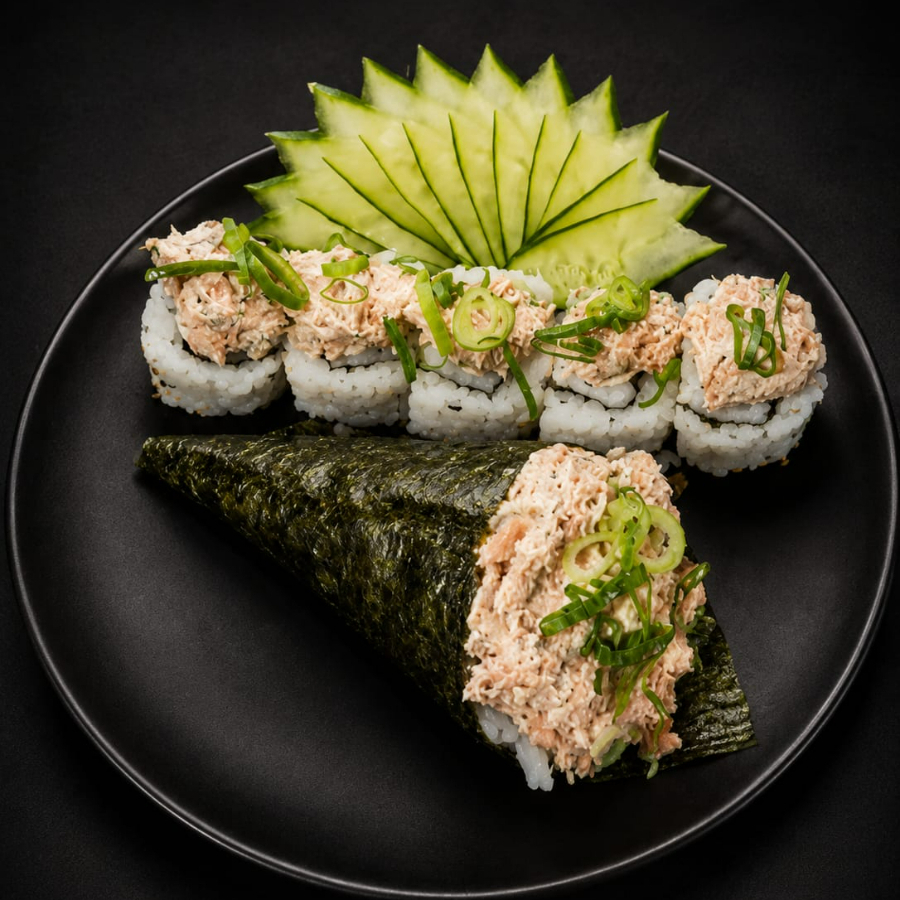 A combinação perfeita para quem ama salmão grelhado. São 5 uramakis de salmão grelhado com cream cheese e cebolinha, acompanhados de 1 temaki de 120g recheado com salmão grelhado, cream cheese e cebolinha fresca. Cremoso, marcante e muito bem servido.