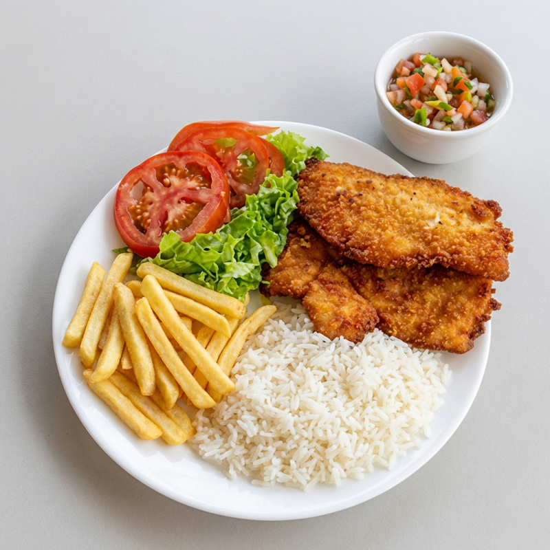 Arroz, Feijão, Fritas, Salpicão ou Maionese