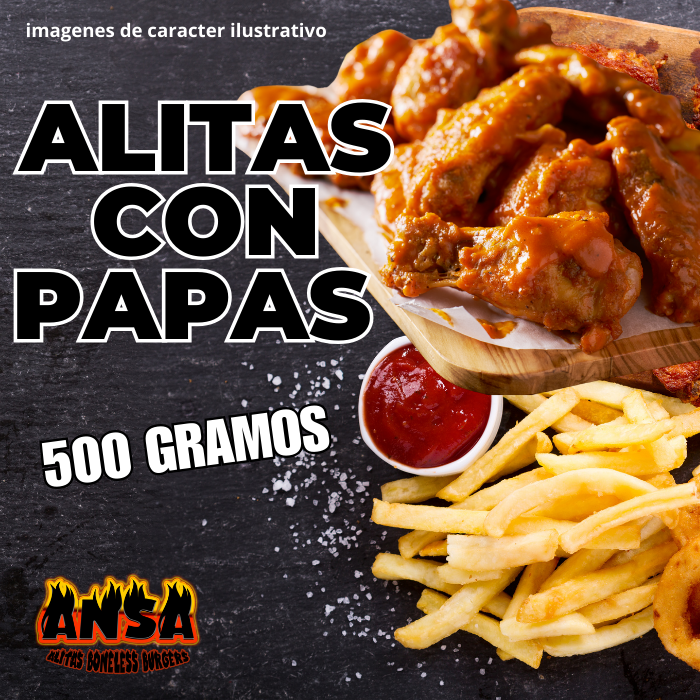 500 GRAMOS DE ALITAS CON PAPAS