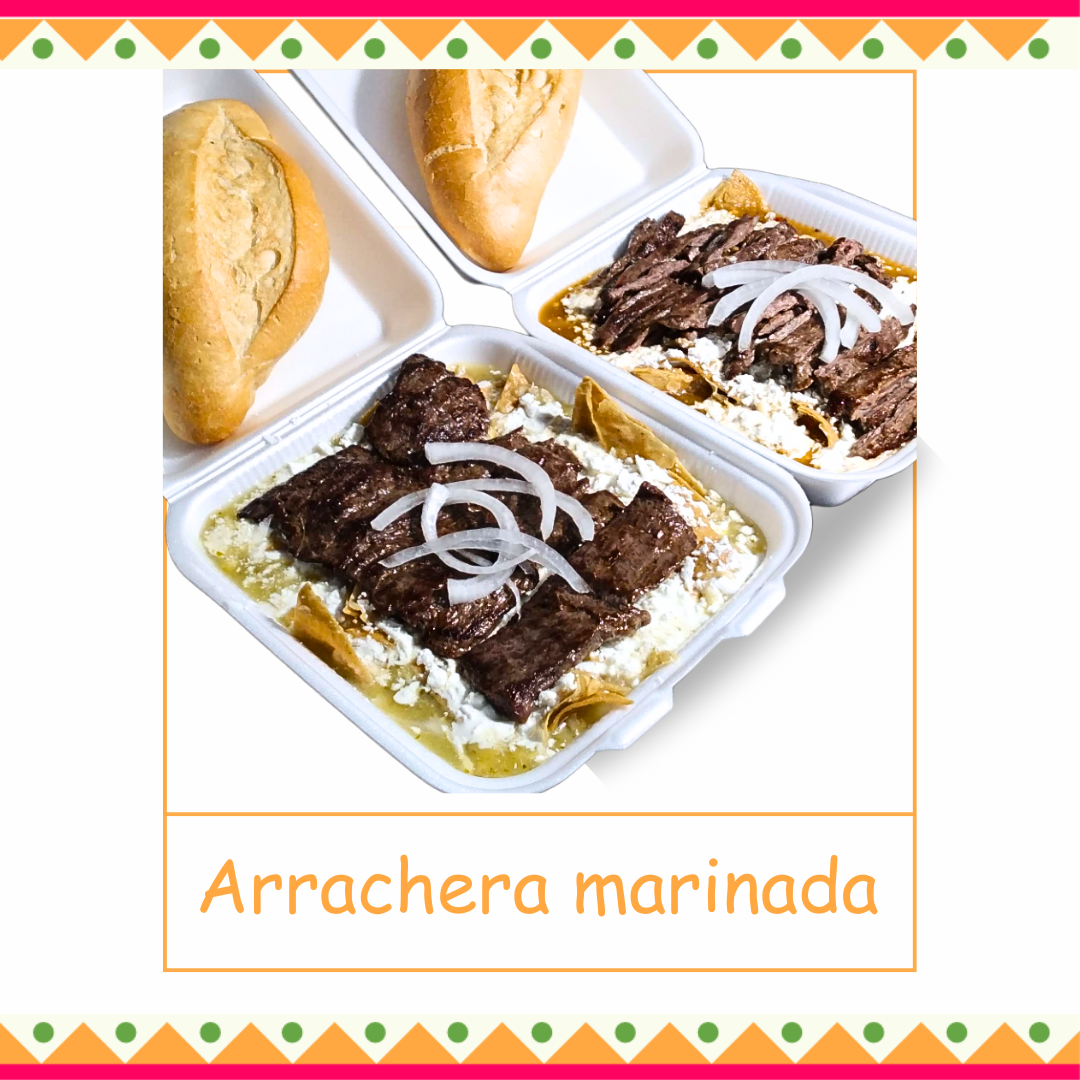 Chilaquiles con Arrachera Entera y Huevo