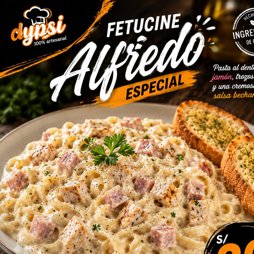 FETUCCINE ALFREDO+PAN AL AJO