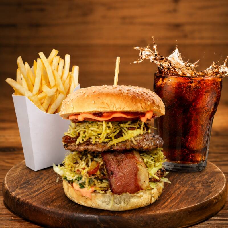 Combo Hamburguesa + Papas Fritas y Gaseosa