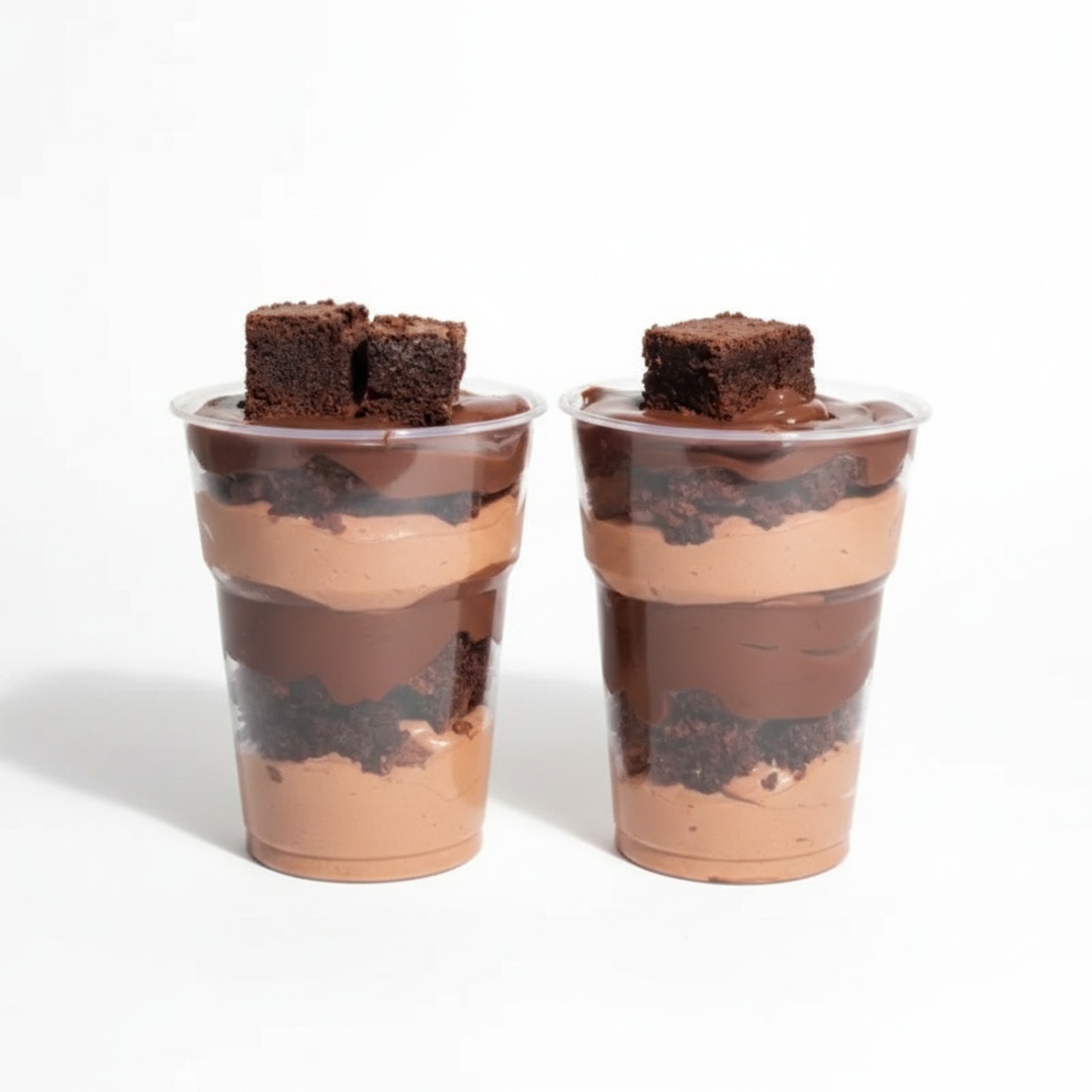 Mousse de chocolate c/brigadeiro ao leite e brownie