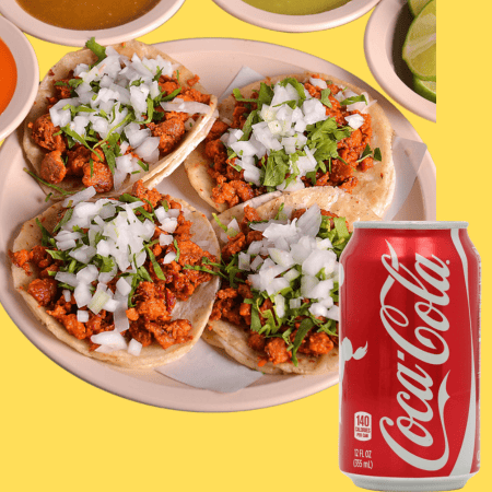 2 ORDENES TACOS AL PASTOR + 1 COCA COLA 355ML