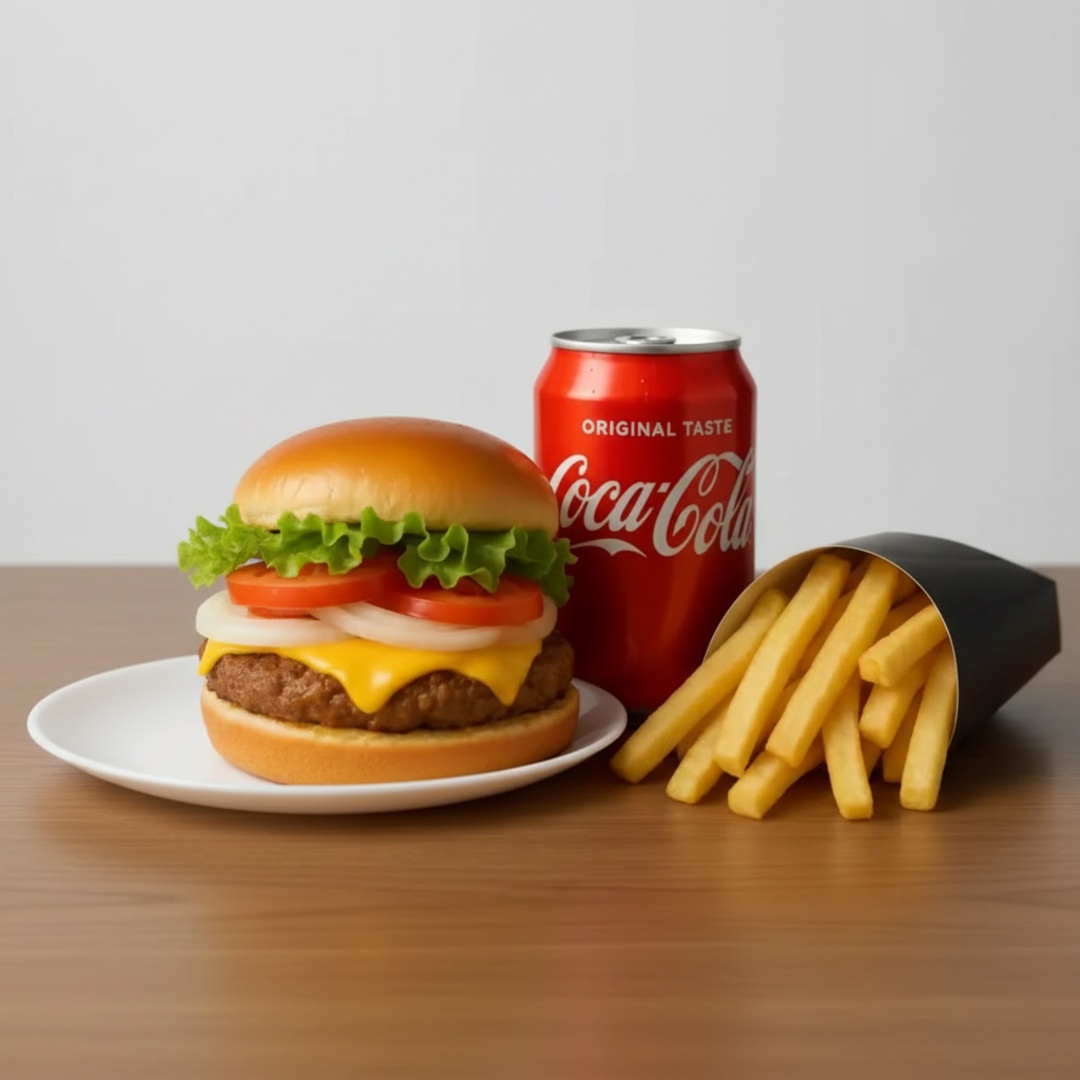 x salada, coca lata, fritas